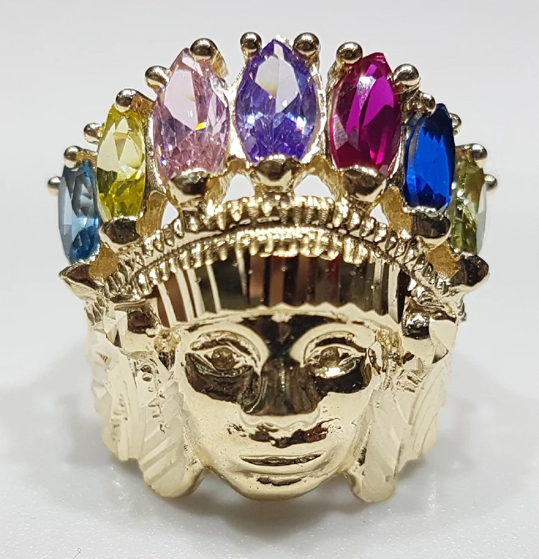 women's romantic ring -Indian Head Ring Multicolor (14K)