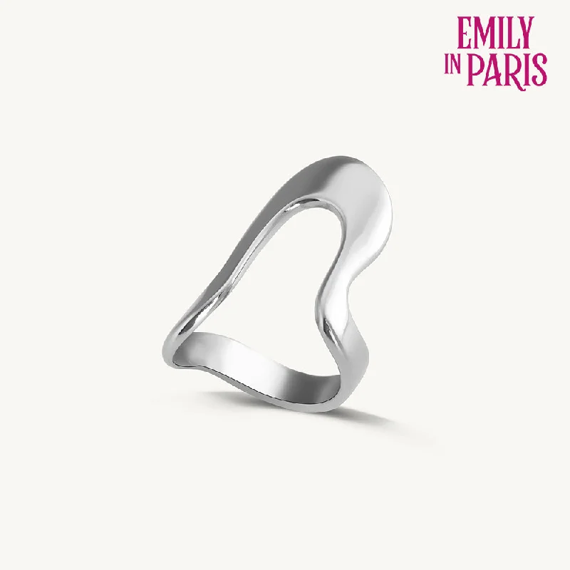 women's luxury platinum ring -Silver Curve Ring