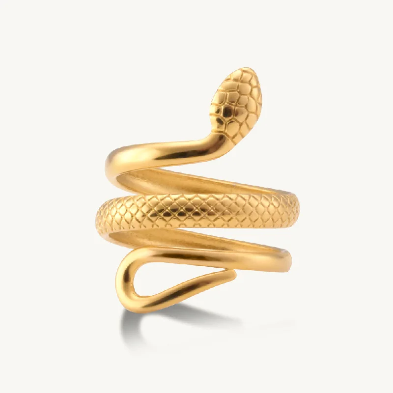 women's gold plated ring -Serpent's Embrace Gold Ring