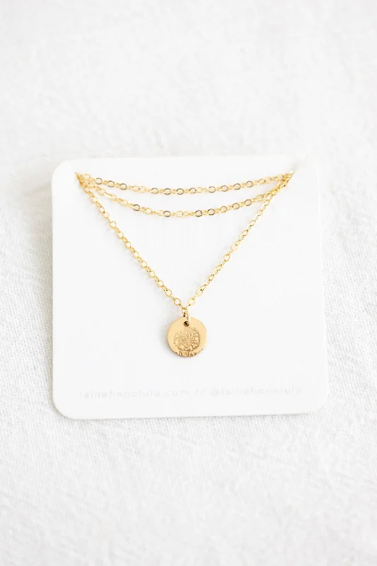 women's long gold necklace -Sample Sale Necklace - Stamped Marigold