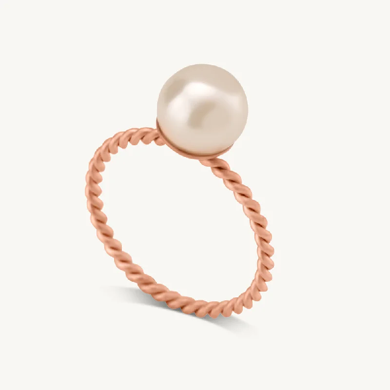 women's infinity band -Dainty Pearl Ring- 18k Rose Gold Plated