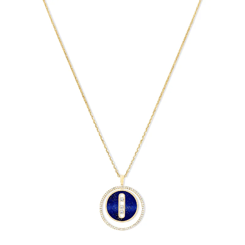 women's platinum necklace -Lapis Lazuli Lucky Move 18ct Yellow Gold Diamond Necklace