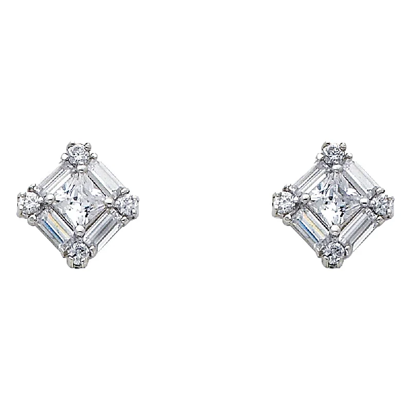 women's dangling diamond earrings -14KY CZ Earrings