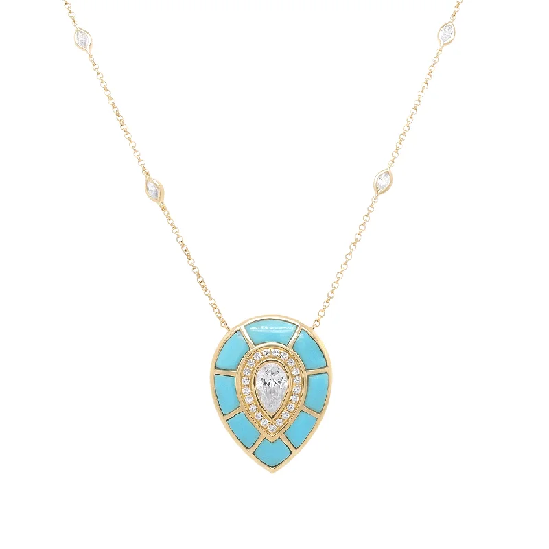 women's butterfly necklace -Ankh Inlay Necklace - Diamond