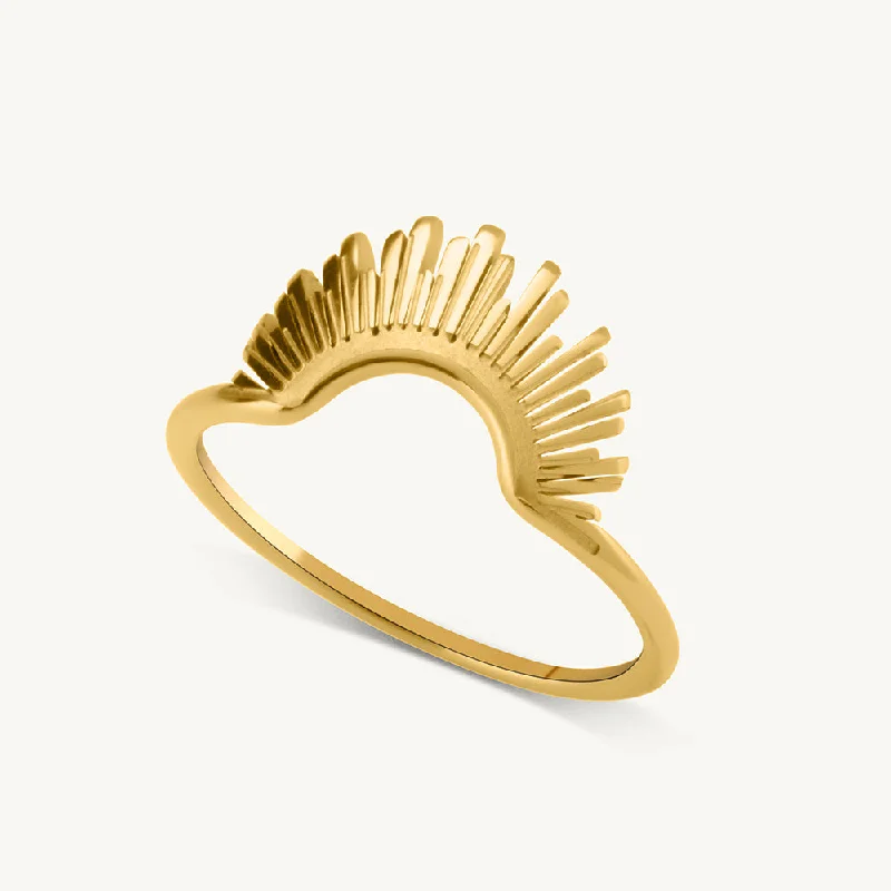 women's square ring -Rising Sun Ring