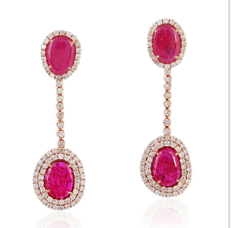 women's geometric hoop earrings -Grand Ruby Earrings