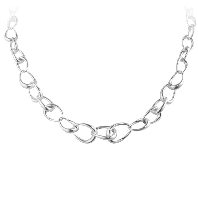 women's pearl chain necklace -Offspring Sterling Silver Graduated Link Necklace