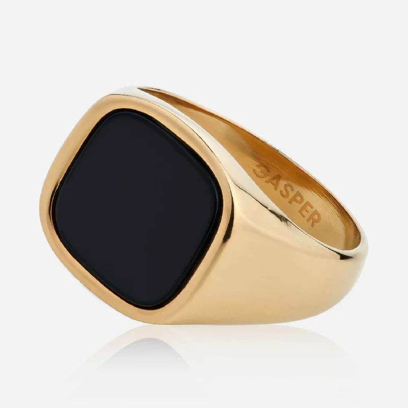 women's oval ring -Square Onyx Ring