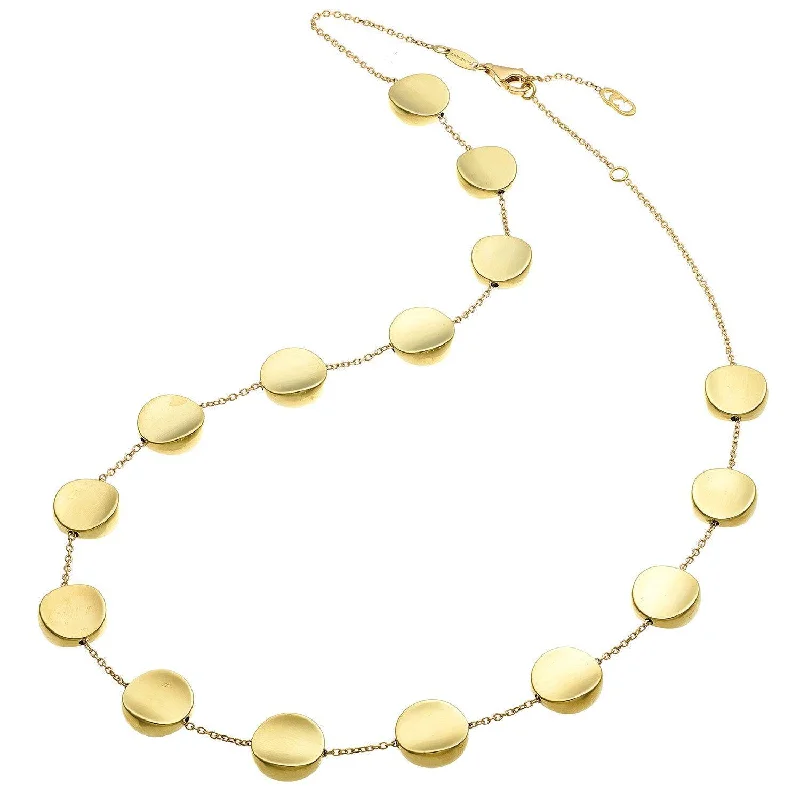 women's moonstone necklace -Armillas Glow 18ct Yellow Gold Flat Large Circle Necklace