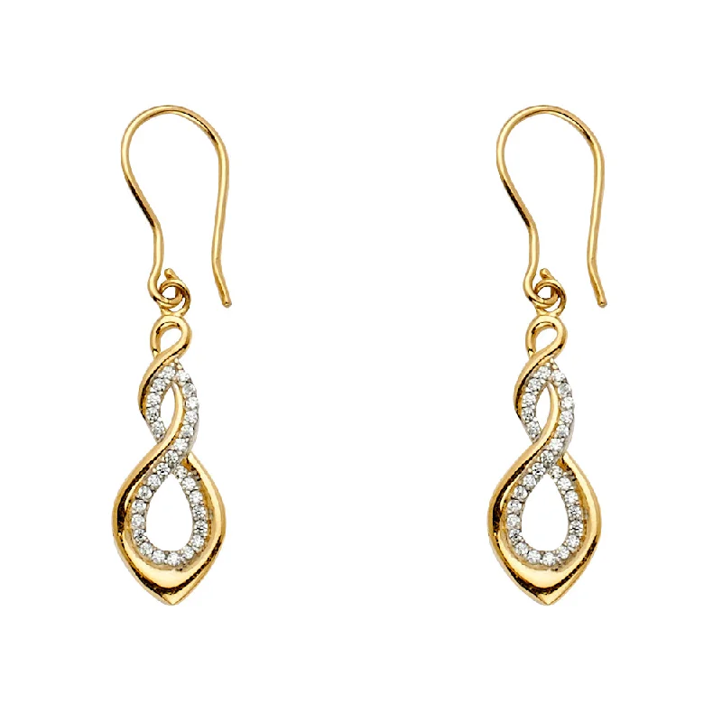 women's sterling silver earrings -14K Two-Tone Hanging Earrings