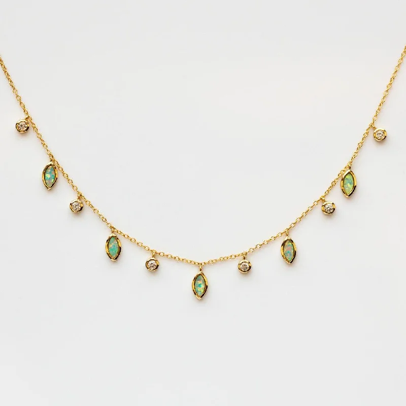 women's diamond choker necklace -Drops of Spring Opal Necklace