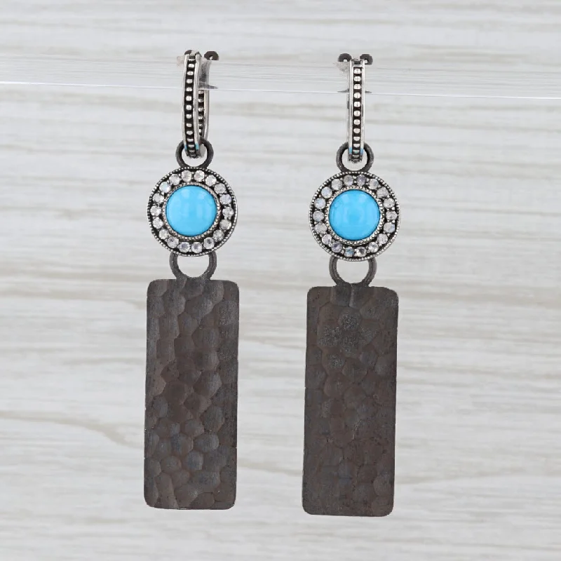 women's ear cuffs -New Nina Nguyen Hoop Charm Drops Earrings Sterling Silver Turquoise Moonstone