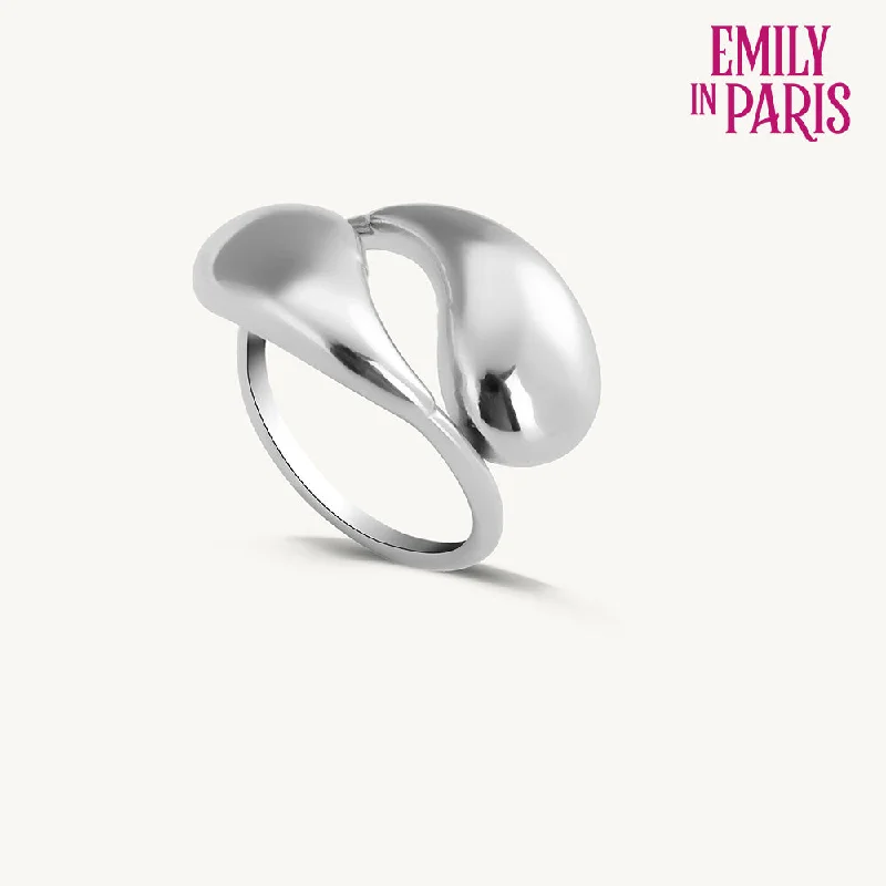 women's pear-shaped diamond ring -Modern Curve Silver Ring