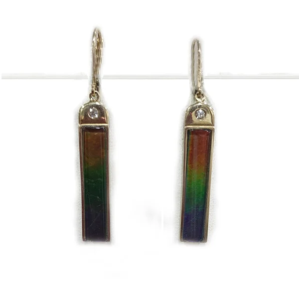 women's pearl earrings -14K Gold Ammolite Earrings