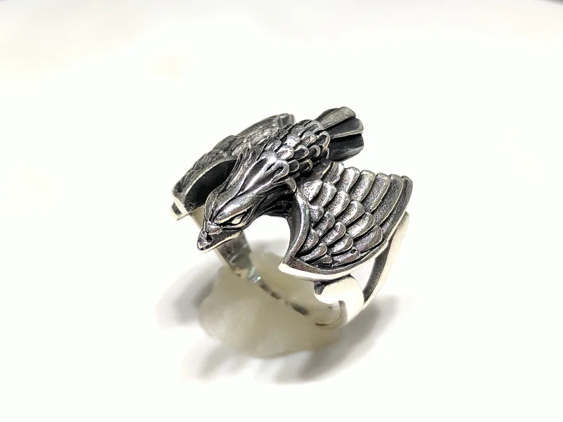 women's wedding ring set -Antique-Finish Eagle Ring (Silver)