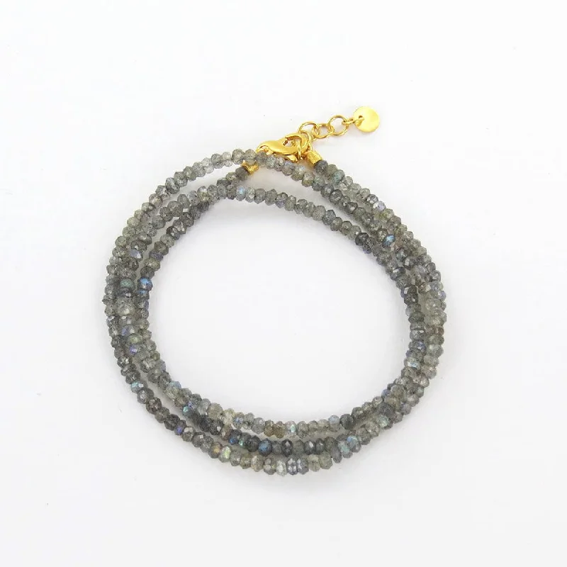 women's diamond pendant necklace -Labradorite Necklace & Wrap Bracelet