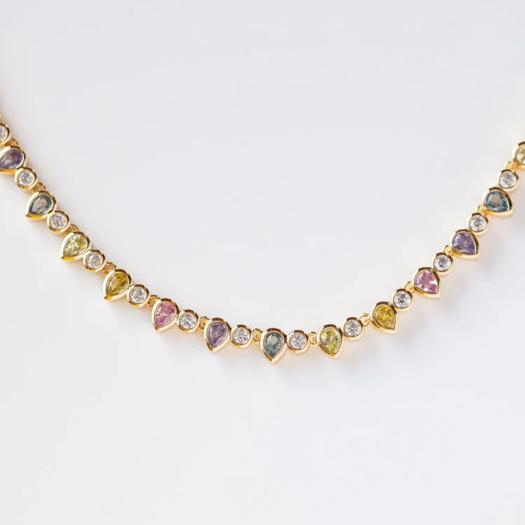 women's crystal necklace -Teardrop Tennis Necklace