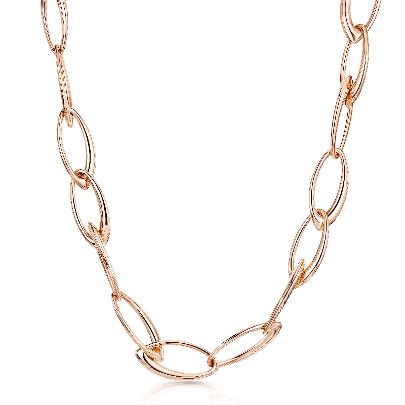 women's vintage necklace -18ct Rose Gold Ellipse Collection Open Link Necklace