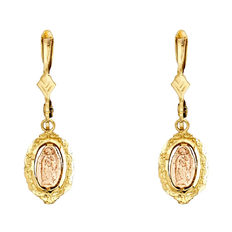 women's matching diamond earrings -14K Hanging Our Lady of Guadalupe Earrings