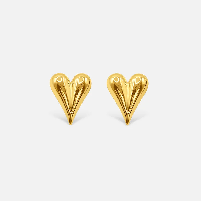 women's nature-inspired earrings -Love Heart Earrings - Gold