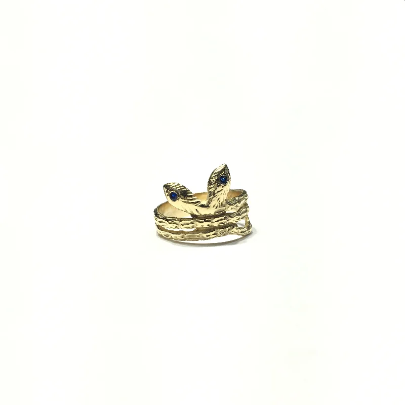 women's cocktail ring -Two Headed Snake CZ Ring (14K)