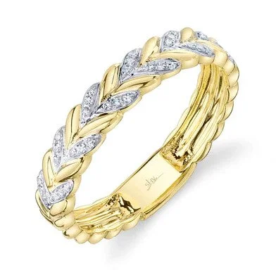 modern platinum engagement rings for women -14K Gold Diamond Wreath Band