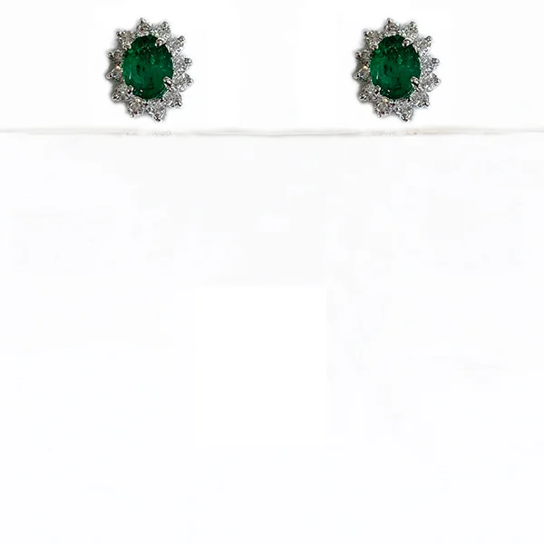 women's hoop gold earrings -14k White Gold Emerald Earrings