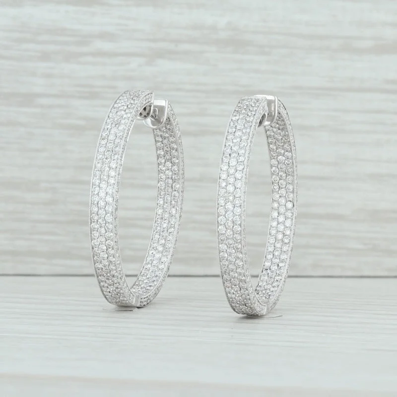 women's ear cuffs -2.50ctw Diamond Inside Out Hoop Earrings 18k White Gold 32.8mm Pierced Women's