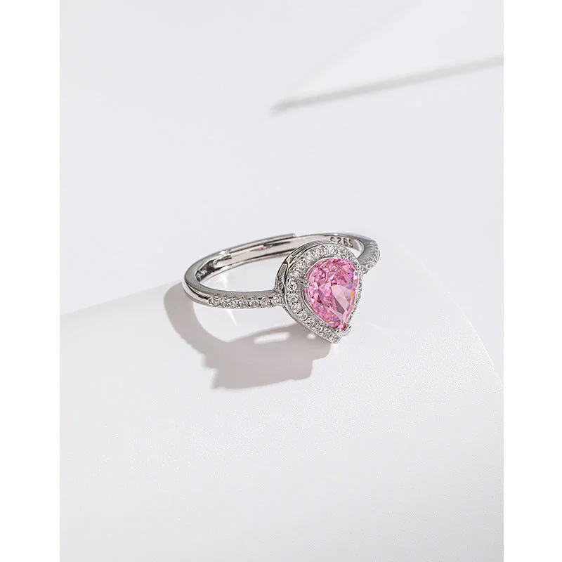 Pink Diamond High Carbon Rhinestone Ring 925 Silver Tc43