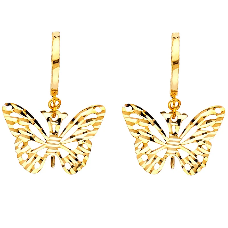 women's birthstone earrings -14KY DC Butterfly Hanging Earrings