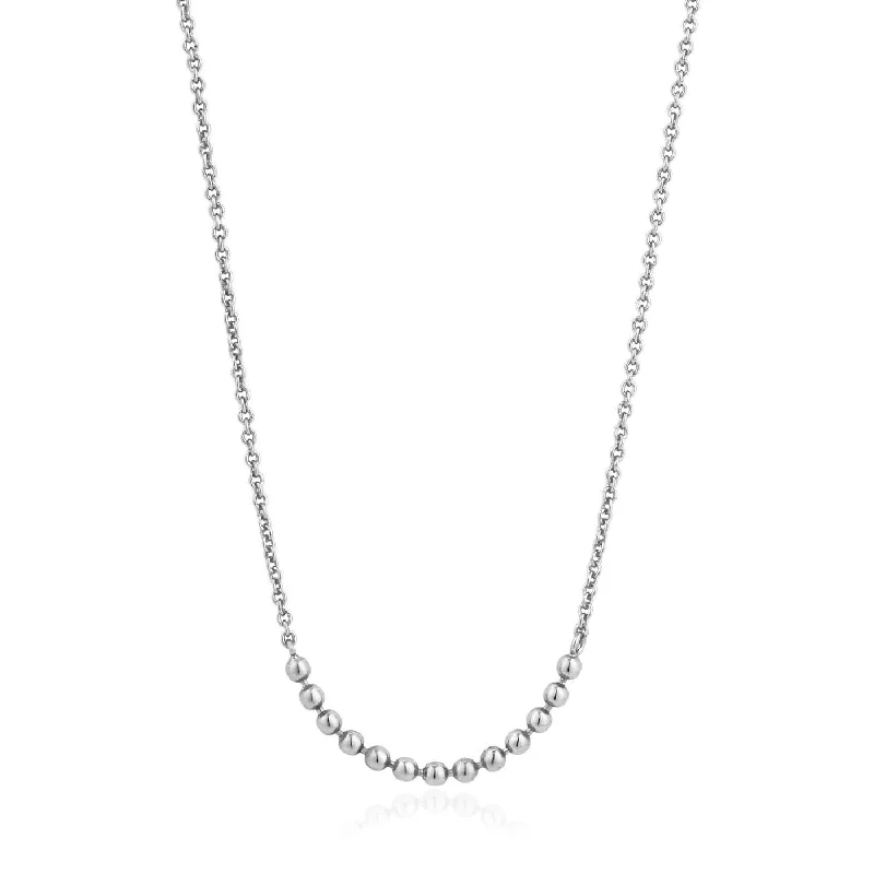 women's crystal necklace -Silver Modern Multiple Balls Necklace