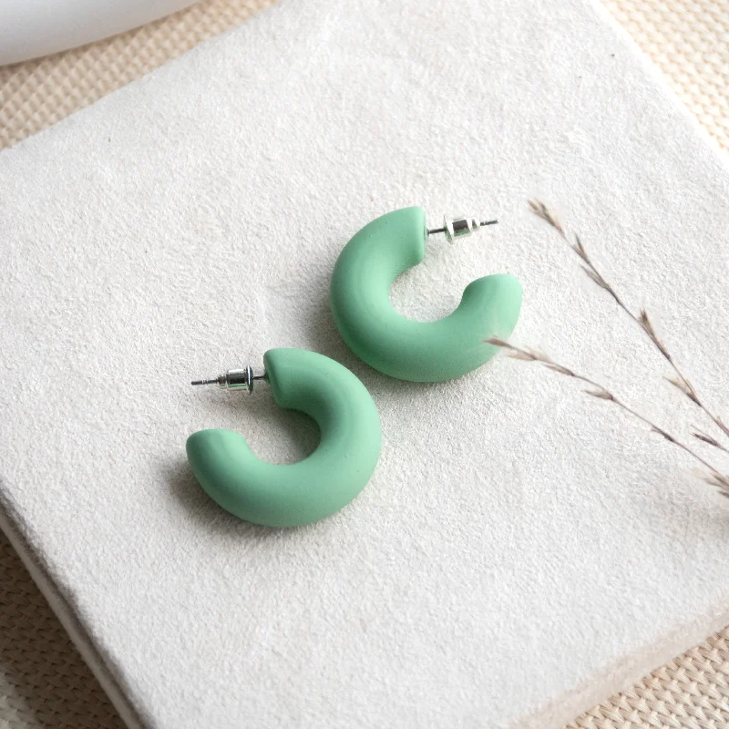 women's pearl stud earrings -Green Blush Hoop Earrings