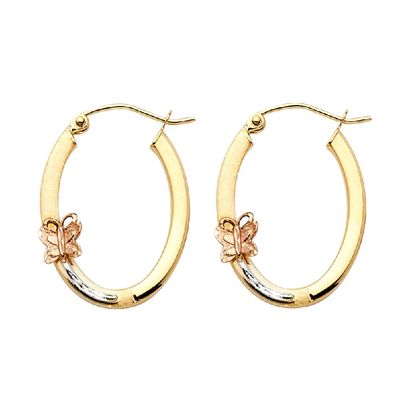 women's nature-inspired earrings -14K Hoop Earrings with Butterfly