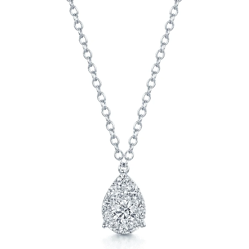 women's diamond pendant necklace -18ct White Gold Pear Shape Diamond Necklace