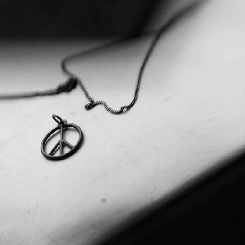 women's floral pendant necklace -Peace Sign No.2 Necklace Silver