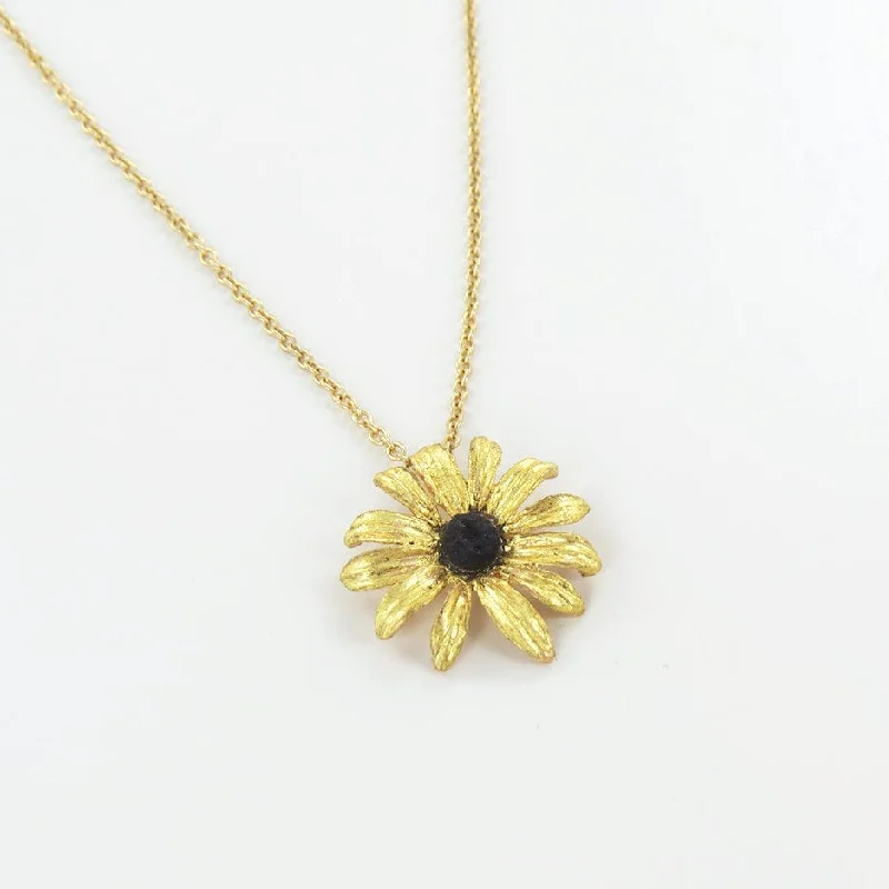 women's diamond necklace -Black Eyed Susan Dainty Pendant Necklace