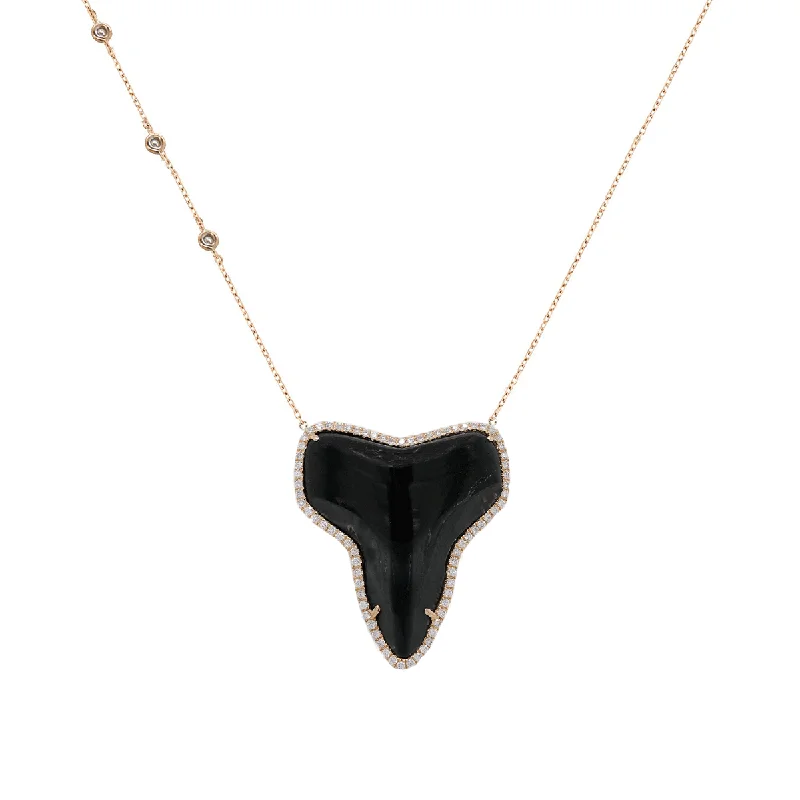 women's romantic gold necklace -Megalodon Shark Tooth Necklace | 3.6GMS .45CT