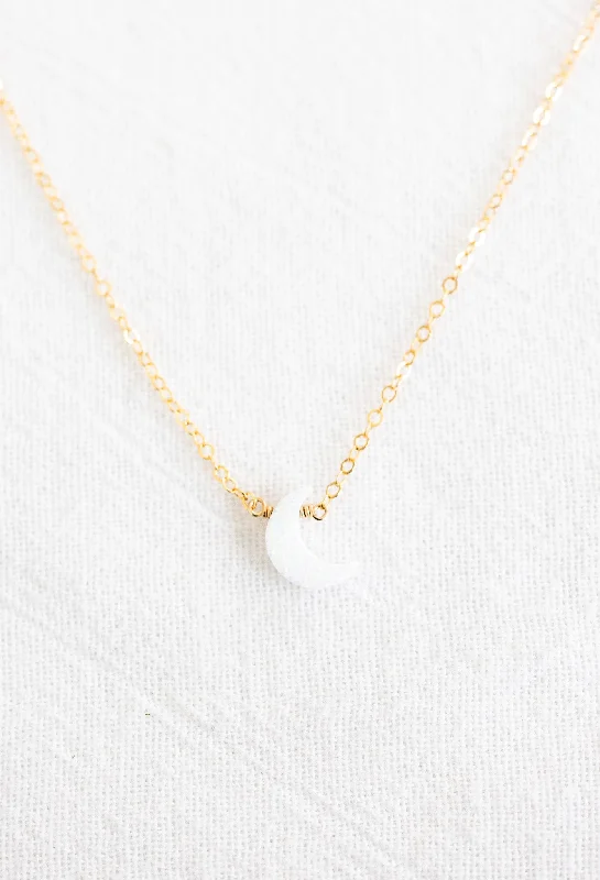 women's rose gold pendant necklace -Sample Sale - Opal Moon Necklace