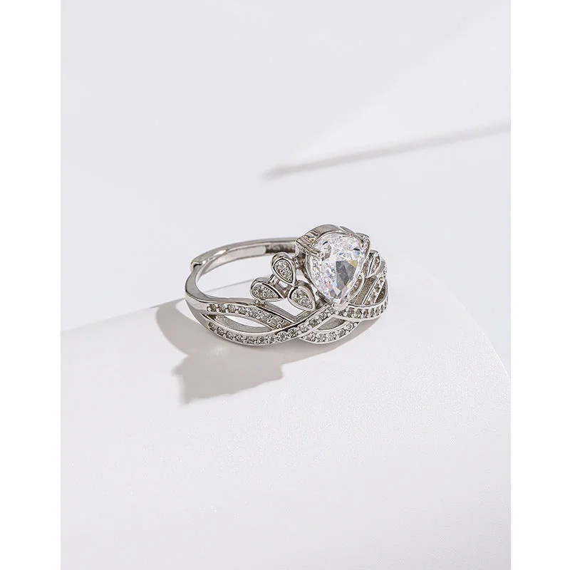 White Diamond High Carbon Rhinestone Ring 925 Silver Tc45