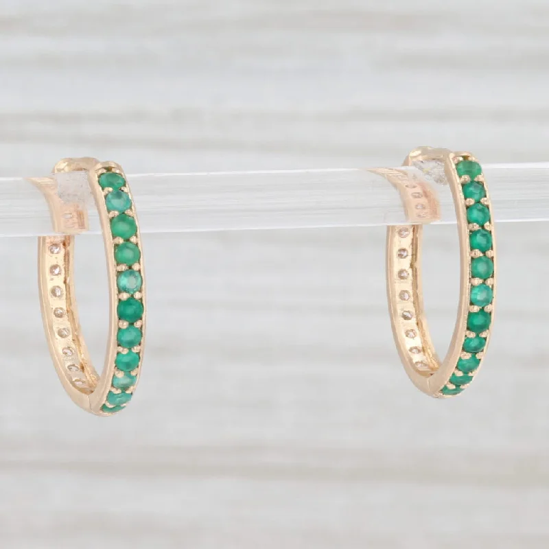 women's minimalist earrings -New Nina Nguyen .64ctw Diamond Chalcedony Hoop Earrings 14k Gold Hinged Snap Top