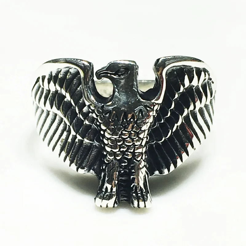 women's signet ring -Antique-Finish Hawk Ring (Silver)