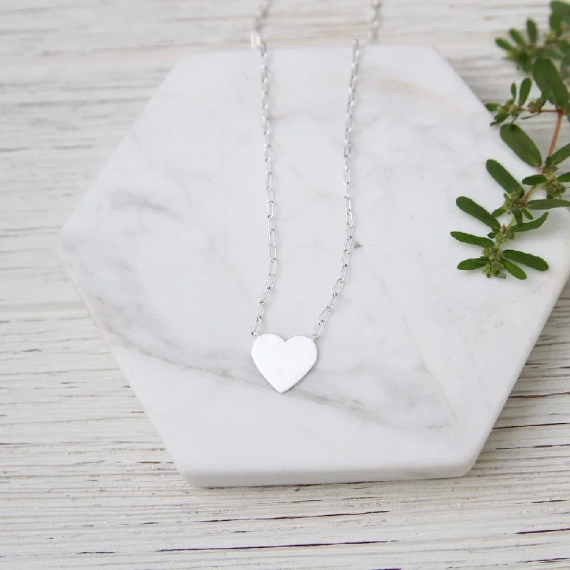 women's romantic necklace -Flat Heart with Parallel Chain Necklace