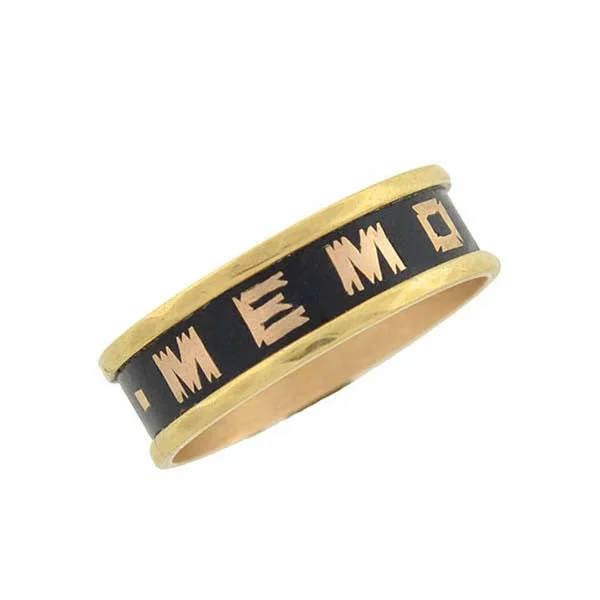 women's vintage ring -Victorian 9kt & Enamel "IN MEMORY OF" Mourning Ring