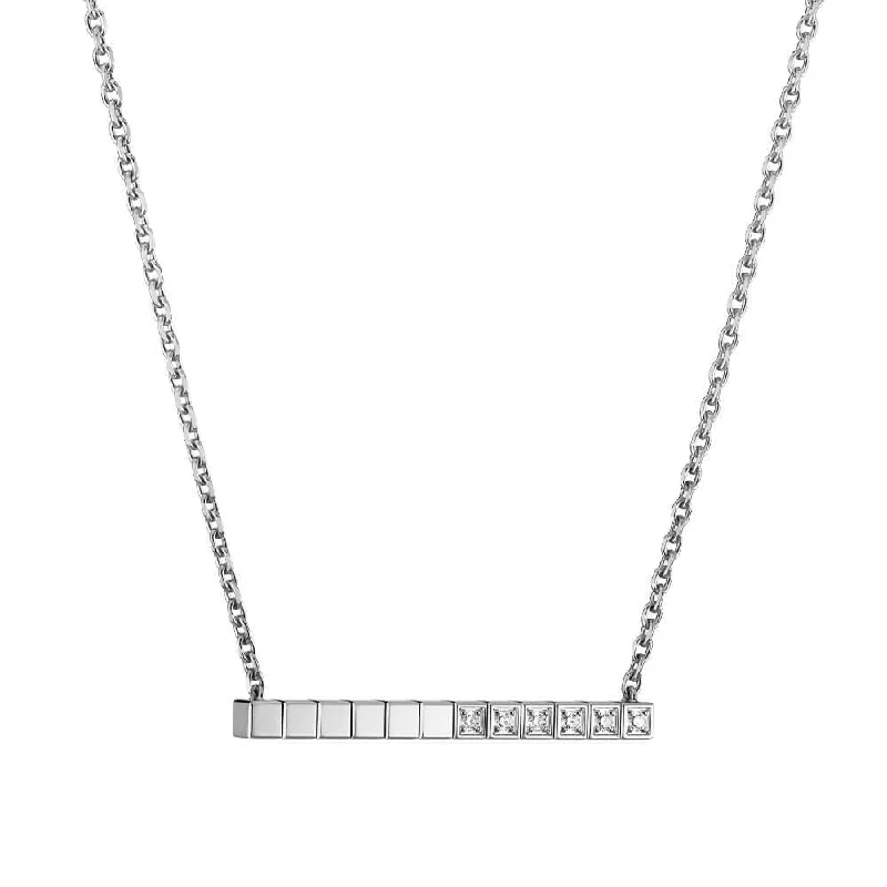 women's modern necklace -18ct White Gold Ice Cube Part Diamond Set Necklace