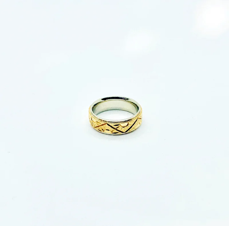 women's cross ring -Two-tone Sun Ring (14K)