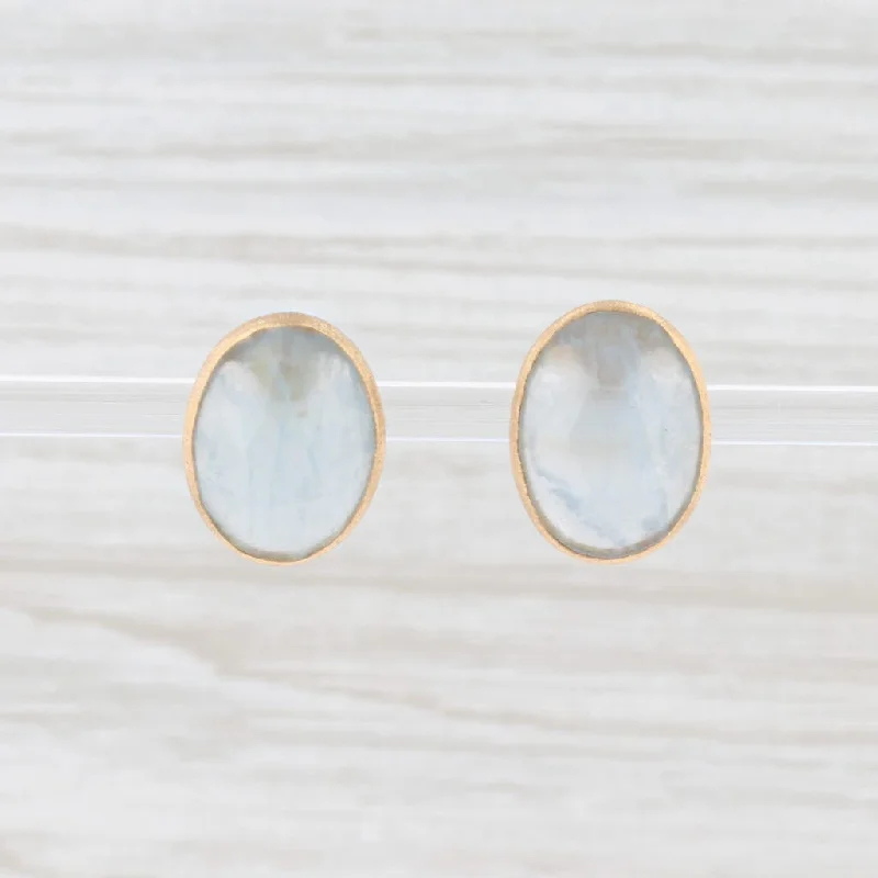 women's statement earrings -New Nina Nguyen Aquamarine Stud Earrings 18k Yellow Gold March Birthstone