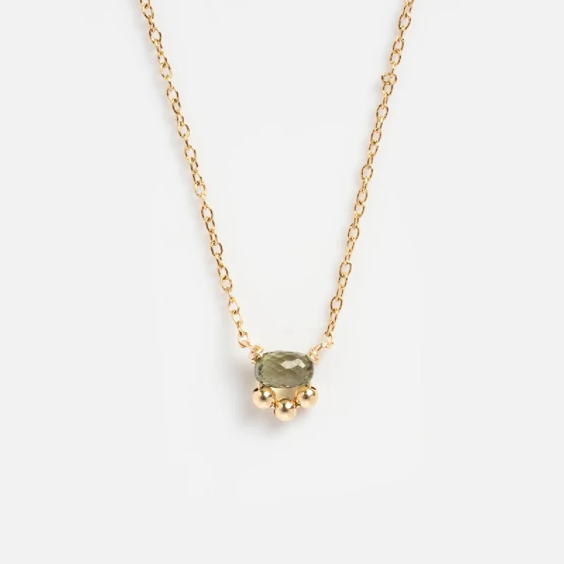 women's gold chain necklace -Single Green Sapphire Necklace