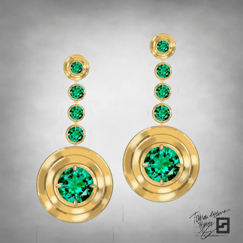 women's delicate hoop earrings -RIPPLE EFFECT GREEN TOURMALINE DROP EARRINGS