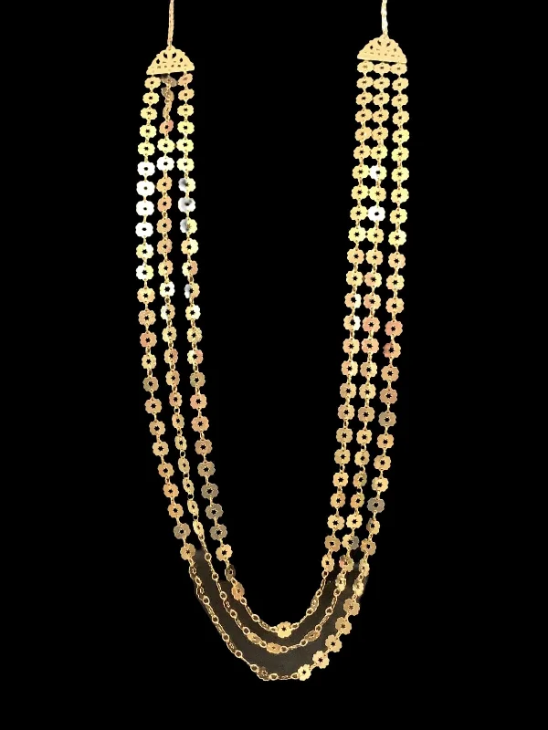 women's bar necklace -Chandan haar necklace  in silver with gold plating ( SHIPS IN 4 WEEKS )