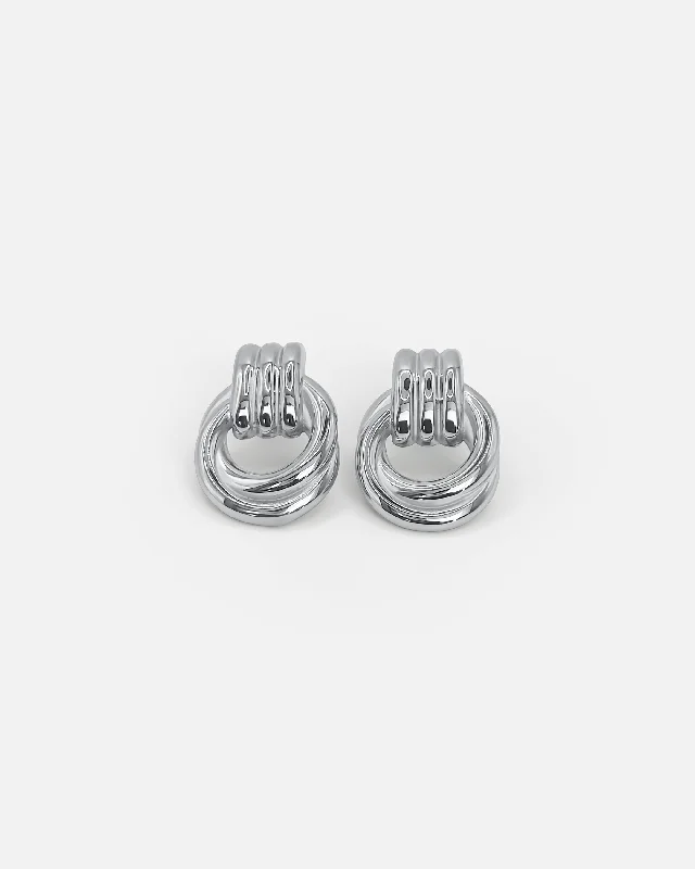 women's long drop earrings -DOUBLE KNOT EARRINGS SILVER